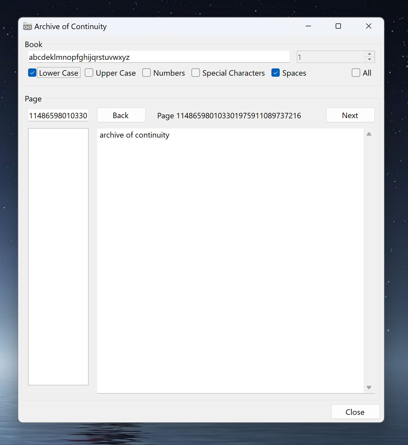 Screenshot of the application