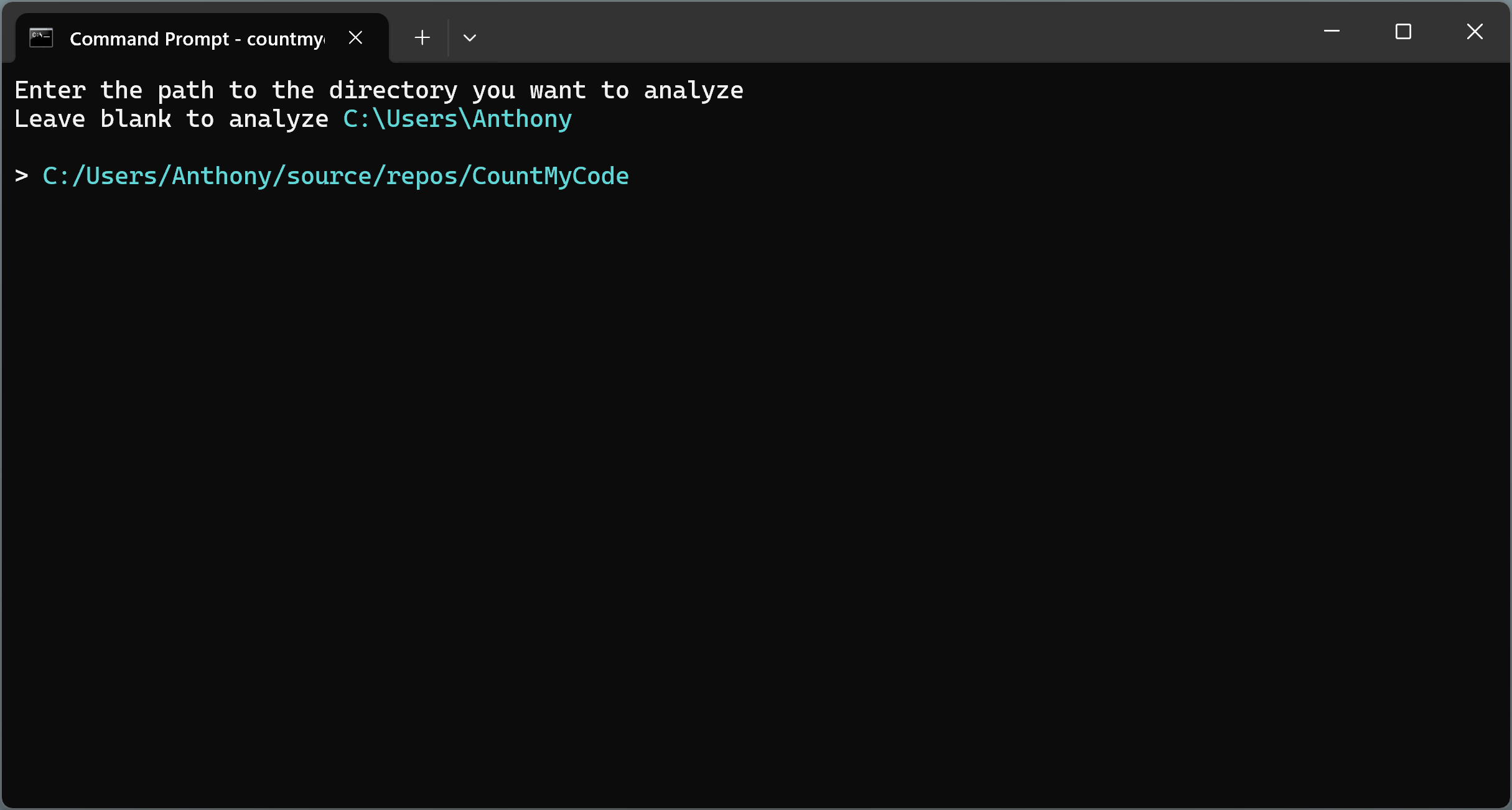 Screen One for CountMyCode
