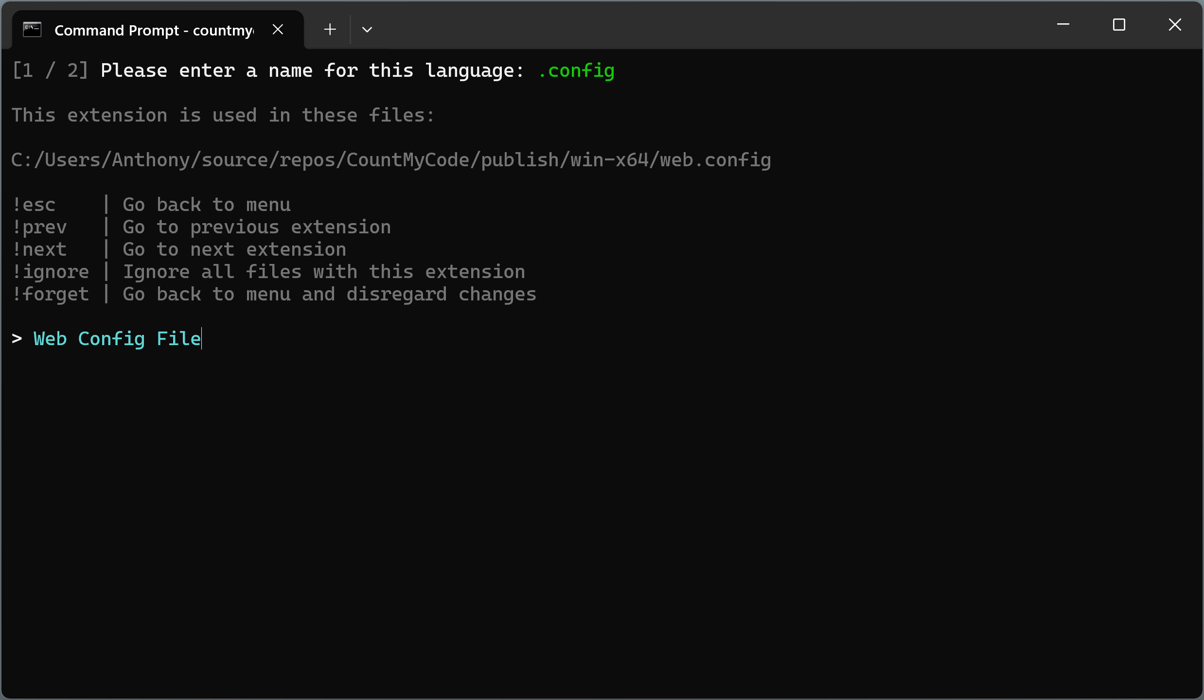 Screen Three for CountMyCode