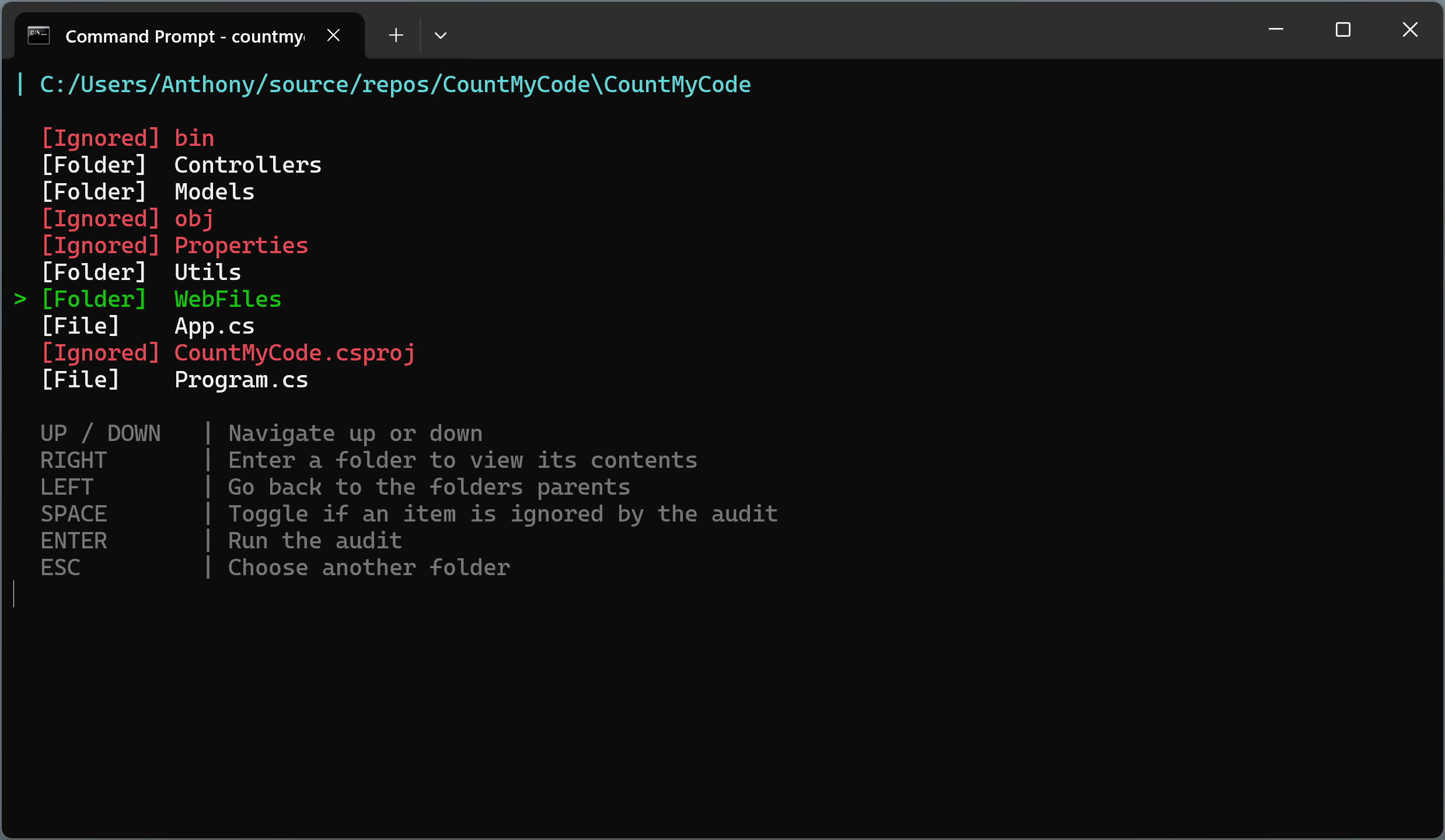 Screen Two for CountMyCode